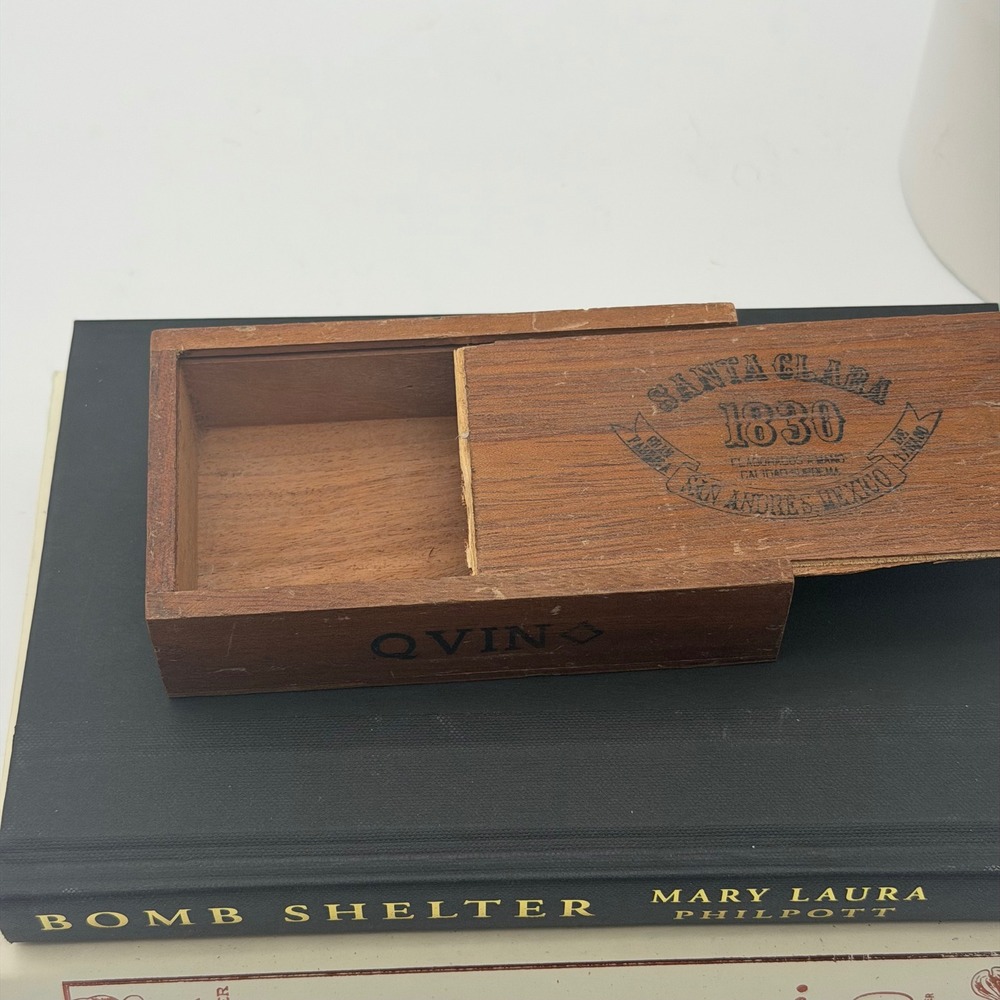 Vintage Santa Clara 1830 Wooden Cigar Box Sliding Lid San Andres Mexico - Picture 4 of 8
